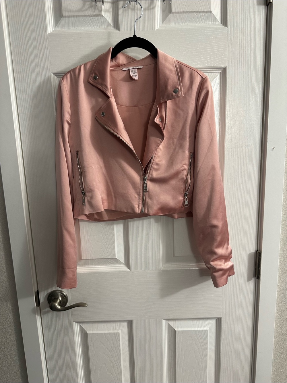 Victoria's Secret Blush Pink Cropped Moto Jacket